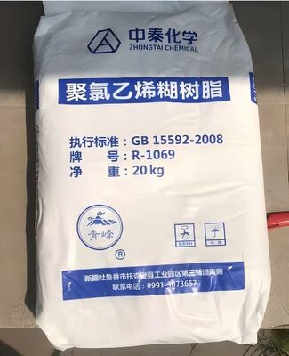 Zhongtai R1069 résine de pâte en PVC K-Value 78 avec un degré de polymérisation élevé et une faible teneur en matières volatiles pour des applications premium