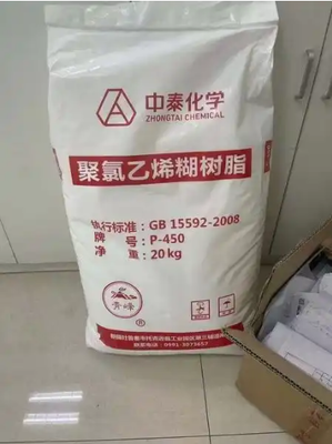 Zhongtai P-450 résine de pâte en PVC à valeur K moyenne à faible viscosité et à faible résidu de VCM pour les produits en PVC souple