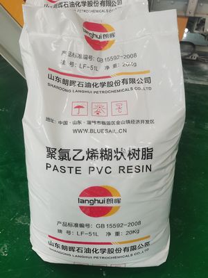 Résine de pâte en PVC LF-51L à faible viscosité de Brookfield, épaississement minimal en 24 heures et déshumidification supérieure pour le cuir mousseux et les jouets